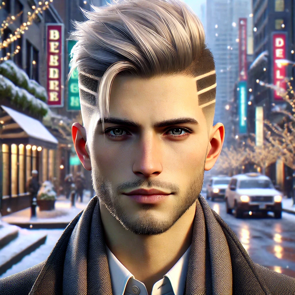 DALL·E 2024-12-21 15.15.17 - A highly detailed and realistic fan art of a character named Rémi, aged 28, with a new hairstyle featuring very short sides, approximately 5 cm of hai.webp